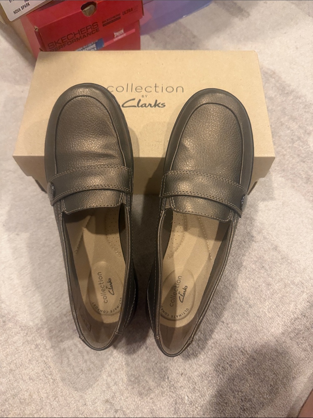 Clarks Women's Metallic Grey Penny Loafers